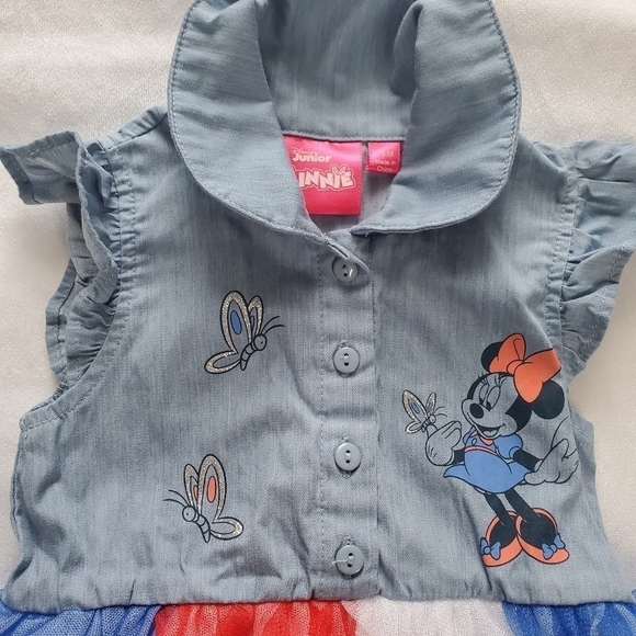 Disney Minnie Mouse Denim/Chambray  Tulle Dress 18 months - Picture 2 of 6